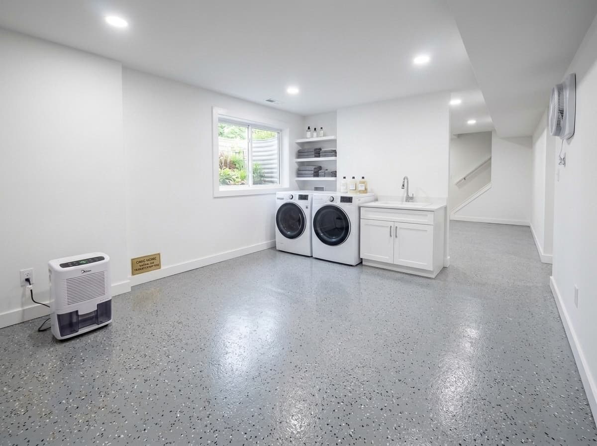 Laundry room polyurea floor coating — Akron, OH