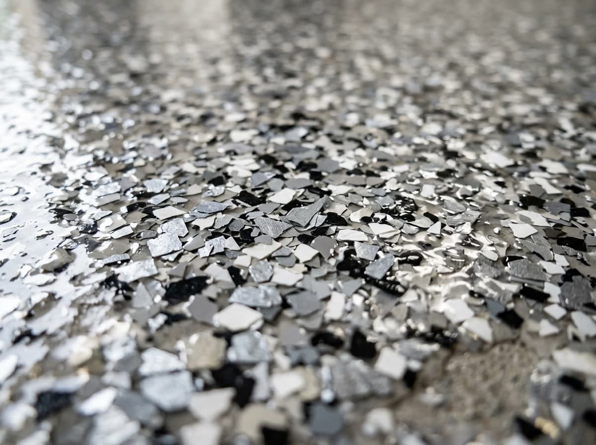 Close-up of polyurea decorative flake coating system — Diamond Concrete Coating
