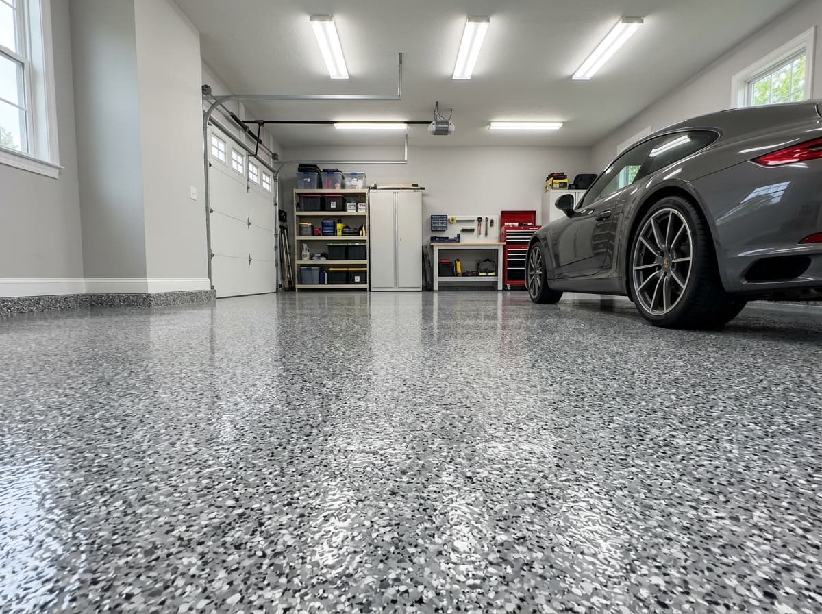 Polyurea flake garage floor coating — Greater Cleveland OH