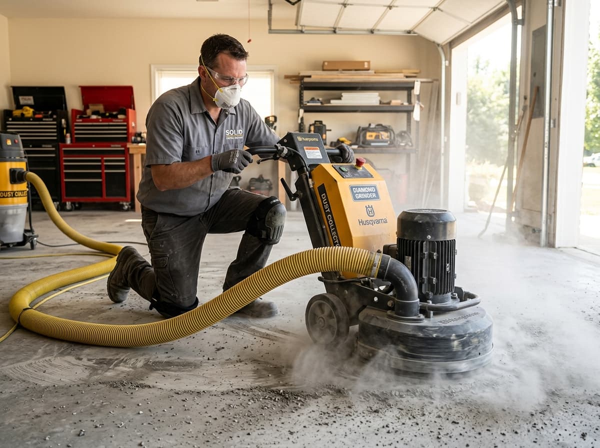 Industrial diamond floor grinding process — Diamond Concrete Coating Cleveland OH