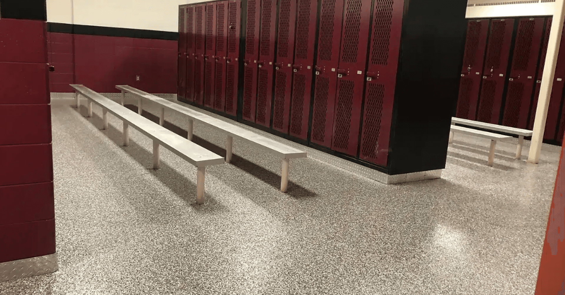 Locker room polyurea floor coating — Akron, OH