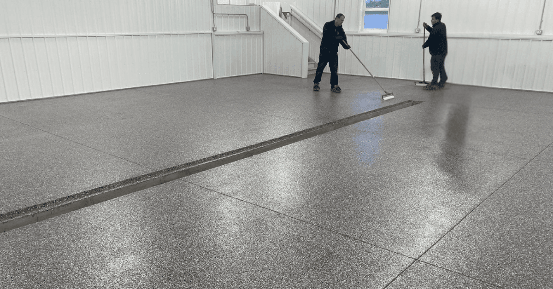 Commercial showroom floor coating installation — Westlake, OH
