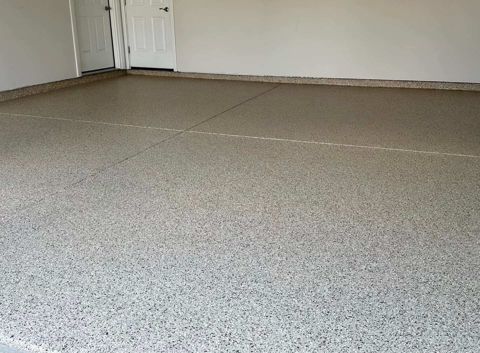 Tan flake polyurea garage floor — Strongsville, OH