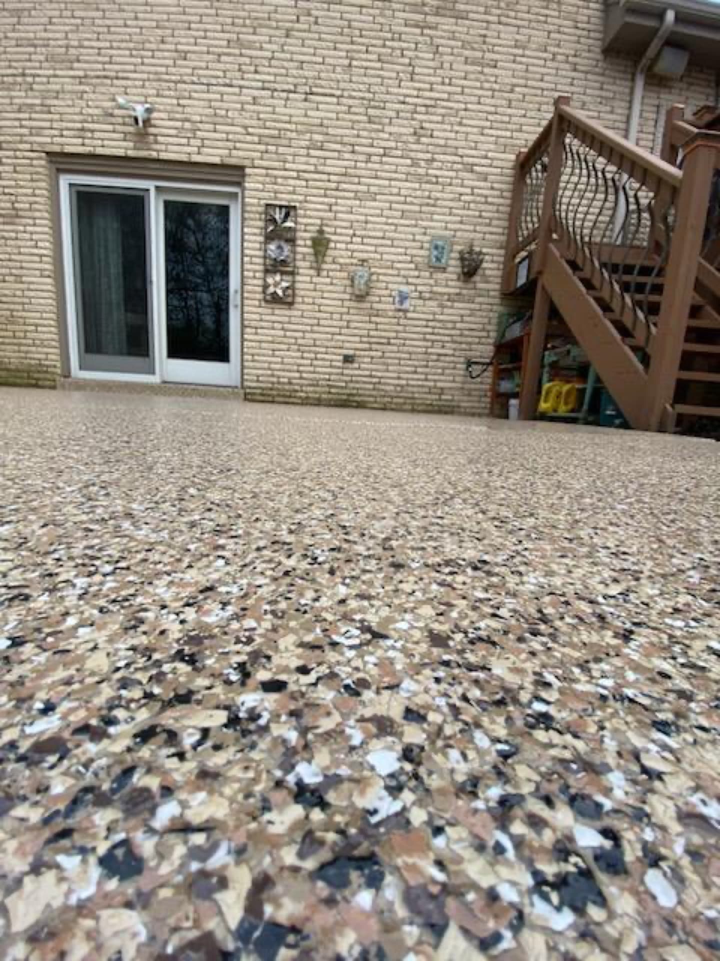 Back patio with deck stairs coating — Fairlawn, OH